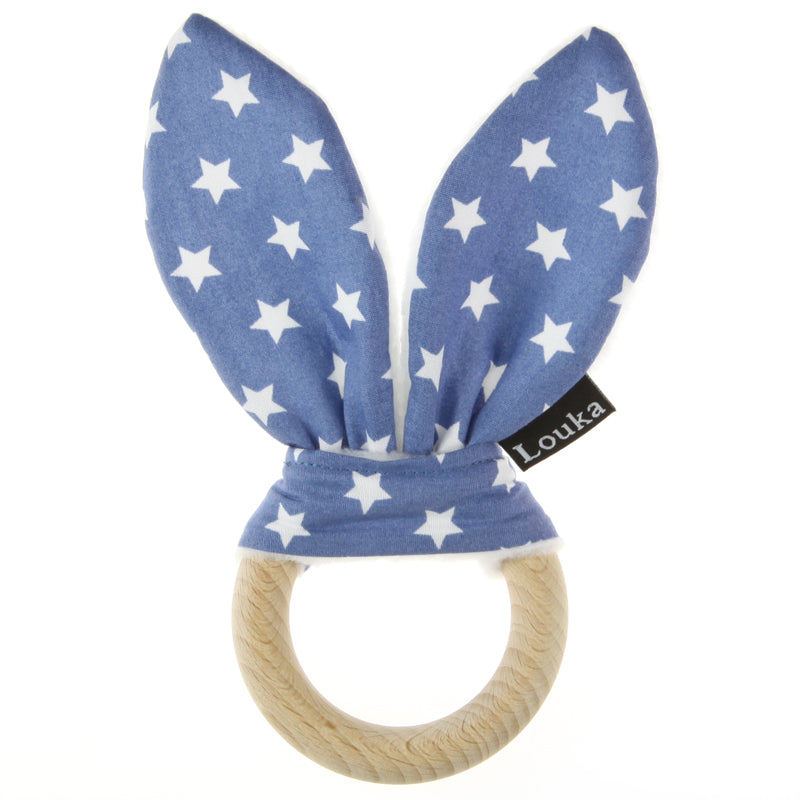 Louka Bijtring konijnenoren Jeansblauw met witte ster